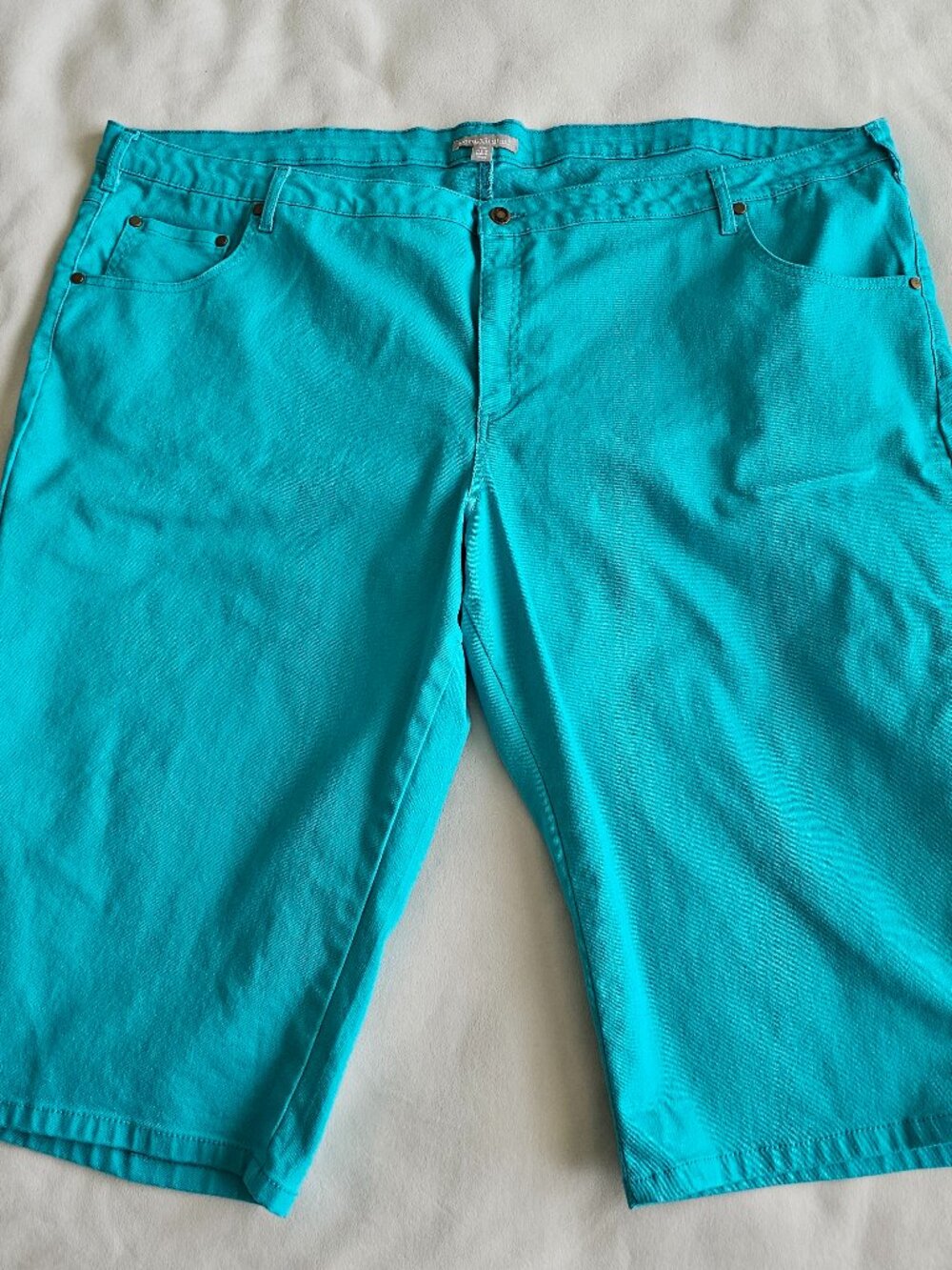 Woman Within Plus Size 32W Petite Aqua Teal Turquoise Capri Pants Pockets Capris